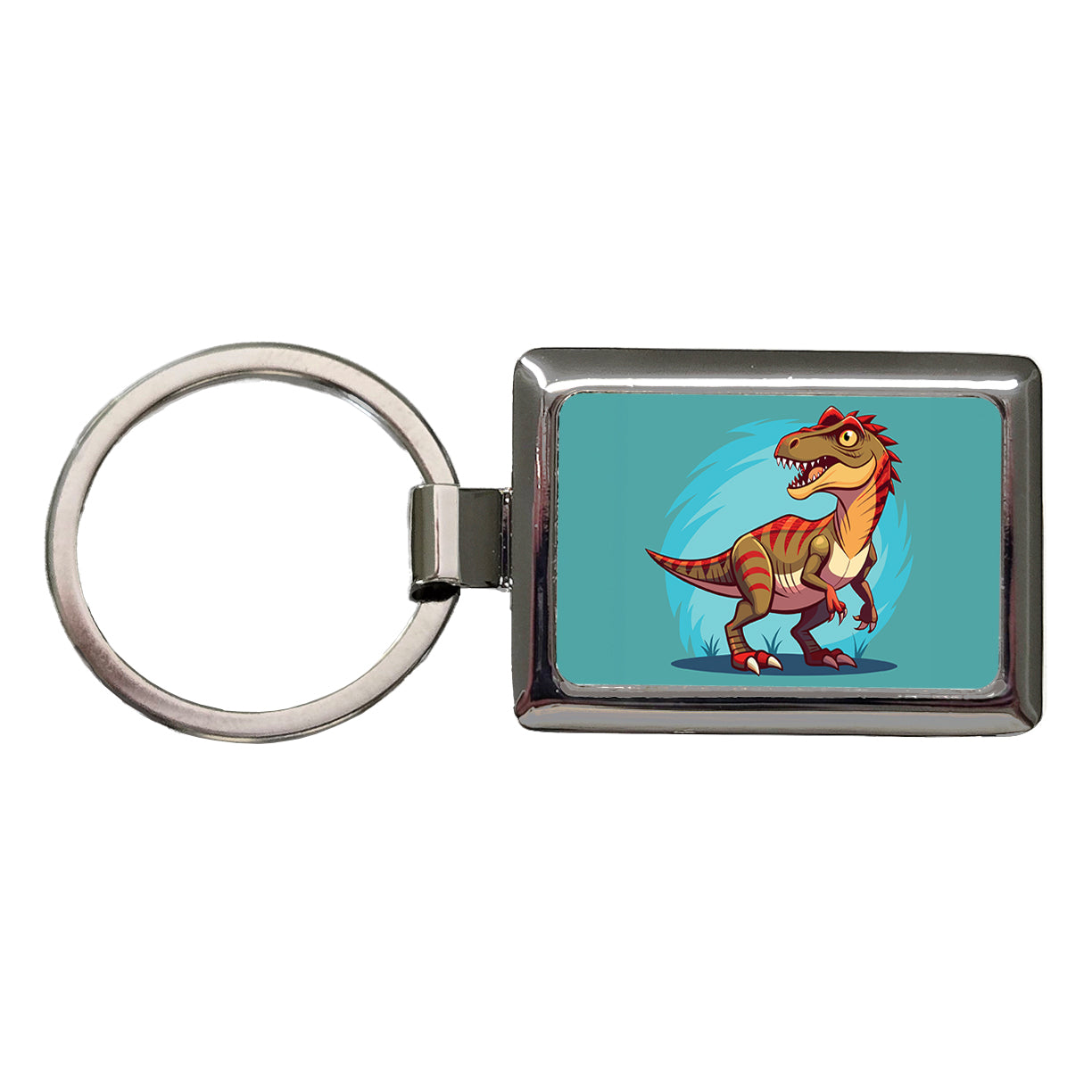 Carnotaurus Dinosaur Rectangle Metal Keychain