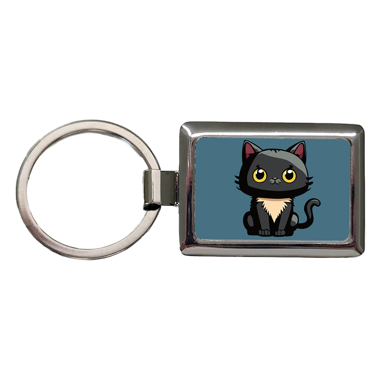 Cat Kitty Chibi Rectangle Metal Keychain