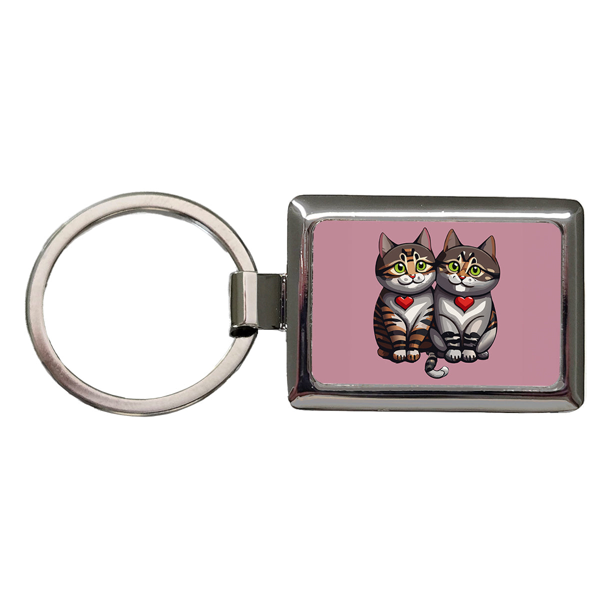 Cats Love Valentines Day Wedding Anniversary Rectangle Metal Keychain