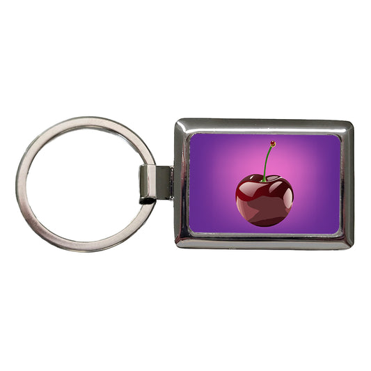 Cherry Fruit Rectangle Metal Keychain