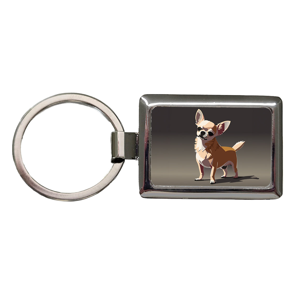 Chihuahua Dog Standing Rectangle Metal Keychain