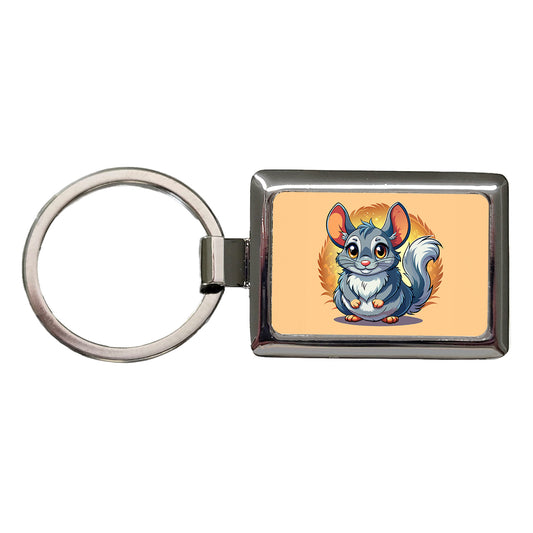 Chinchilla Cute Rectangle Metal Keychain