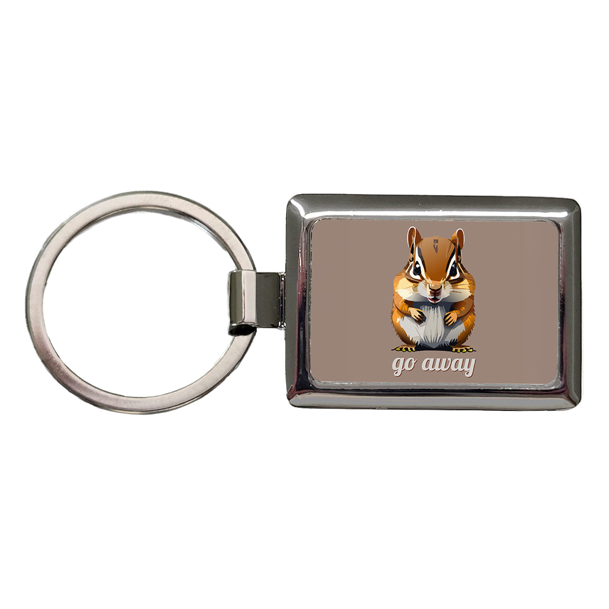 Chipmunk Go Away Staring Funny Rectangle Metal Keychain