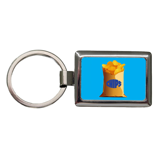 Chips Bag Snack Food Rectangle Metal Keychain