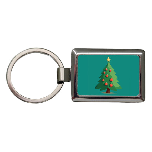 Christmas Tree Cute Rectangle Metal Keychain