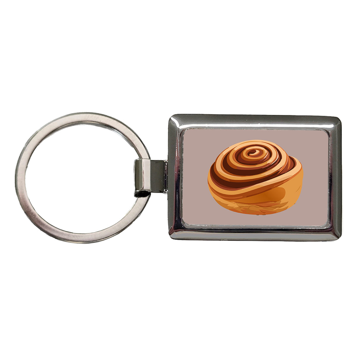 Cinnamon Roll Bun Rectangle Metal Keychain