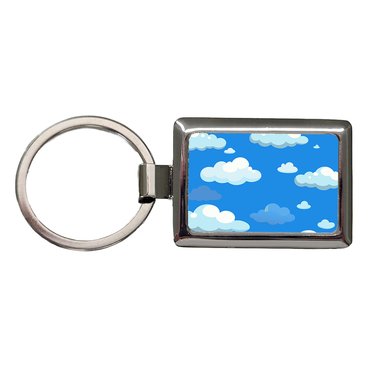 Clouds in the Sky Rectangle Metal Keychain