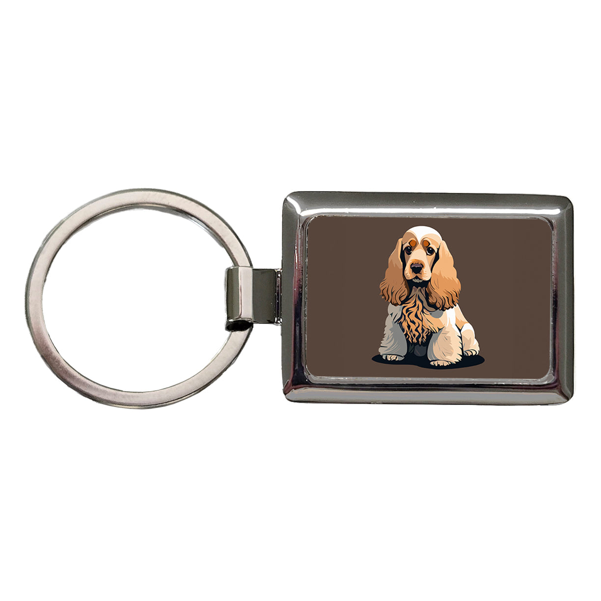 Cocker Spaniel Sitting Rectangle Metal Keychain