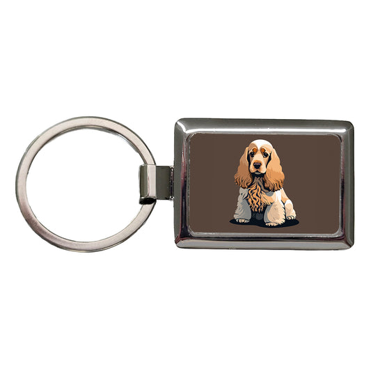 Cocker Spaniel Sitting Rectangle Metal Keychain