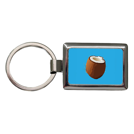 Coconut Tropical Fruit Rectangle Metal Keychain