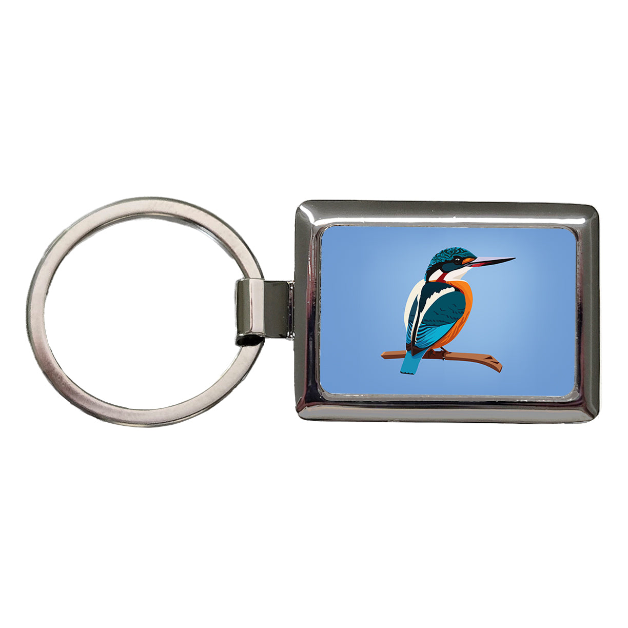 Common Kingfisher Bird Rectangle Metal Keychain