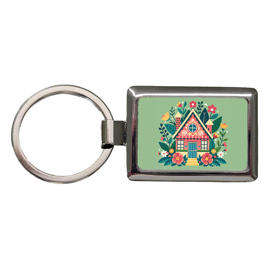 Cottage Core Cuteness Little House Rectangle Metal Keychain