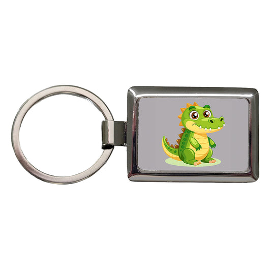 Crocodile Alligator Cute Rectangle Metal Keychain
