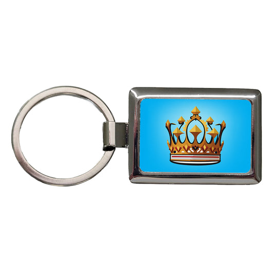 Crown King Queen Royalty Rectangle Metal Keychain