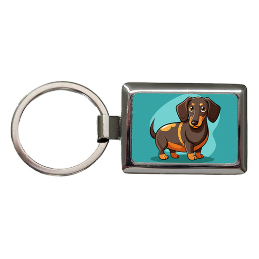 Dachshund Dog Profile Rectangle Metal Keychain