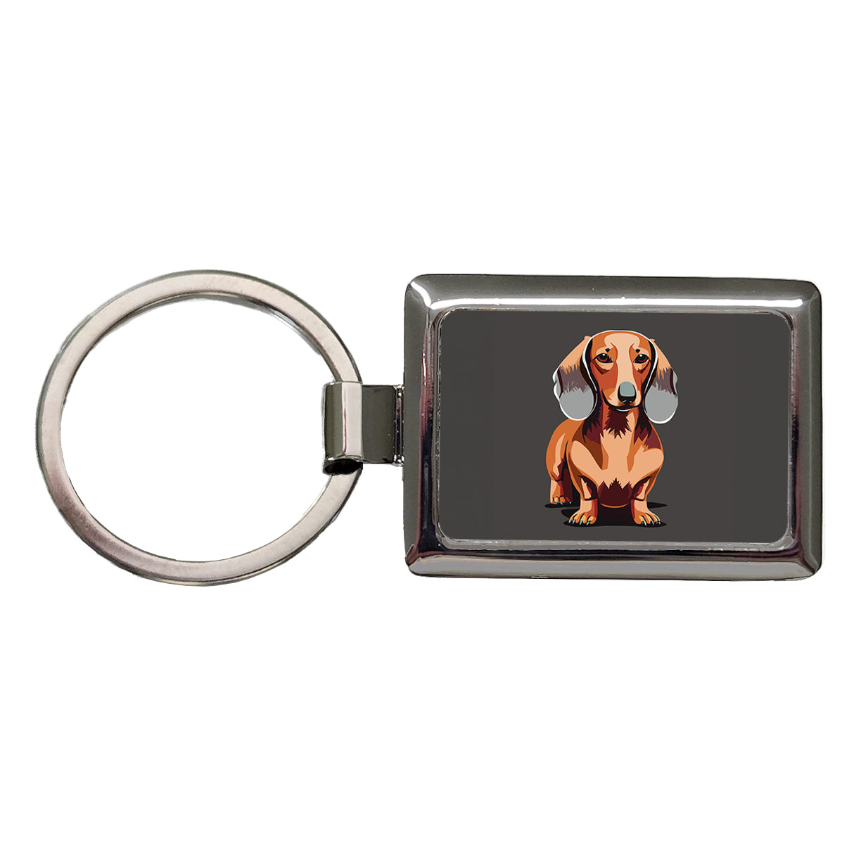 Dachshund Dog Standing Rectangle Metal Keychain