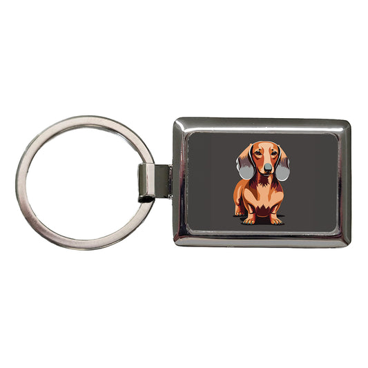 Dachshund Dog Standing Rectangle Metal Keychain