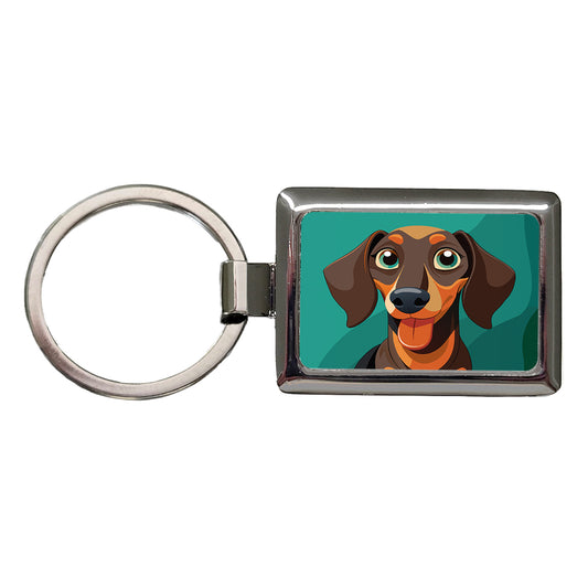 Dachshund Dog Sticking Out Tongue Funny Rectangle Metal Keychain