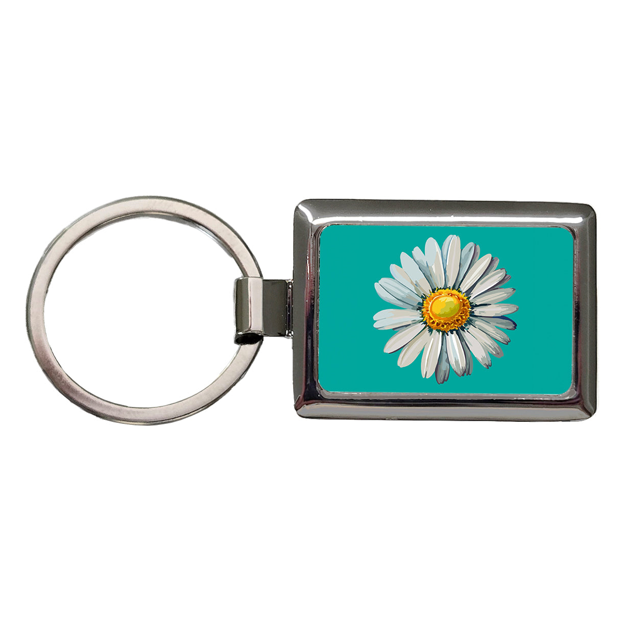Daisy Daisies Flower White Rectangle Metal Keychain
