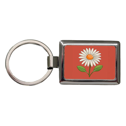 Daisy Flower Cute Rectangle Metal Keychain