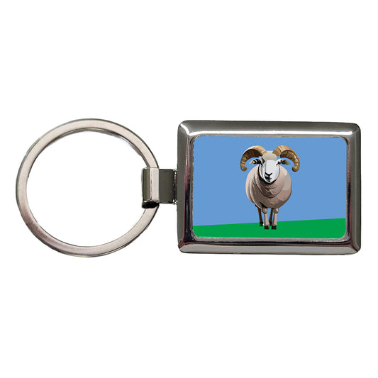Dall Sheep Thinhorn Wild Staring Rectangle Metal Keychain
