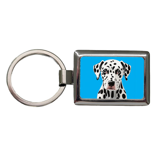 Dalmatian Dog Head Staring Rectangle Metal Keychain