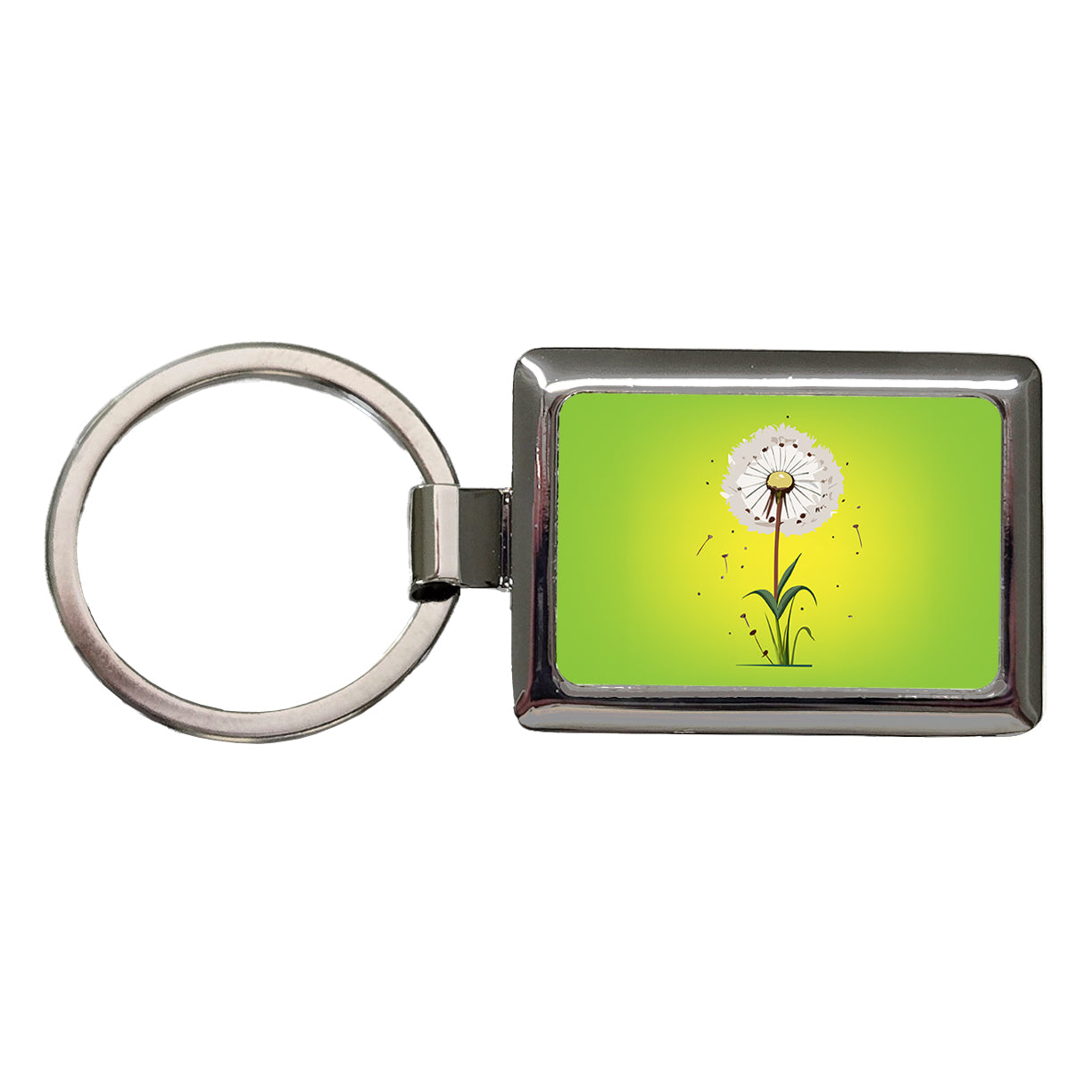 Dandelion Weed Flower Rectangle Metal Keychain