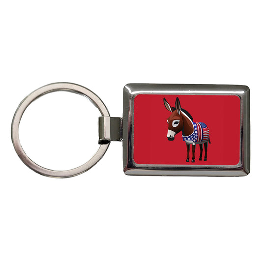 Democrat Donkey Patriotic Liberal Vote Rectangle Metal Keychain