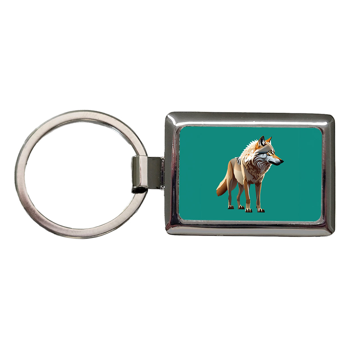 Dire Wolf Standing Rectangle Metal Keychain