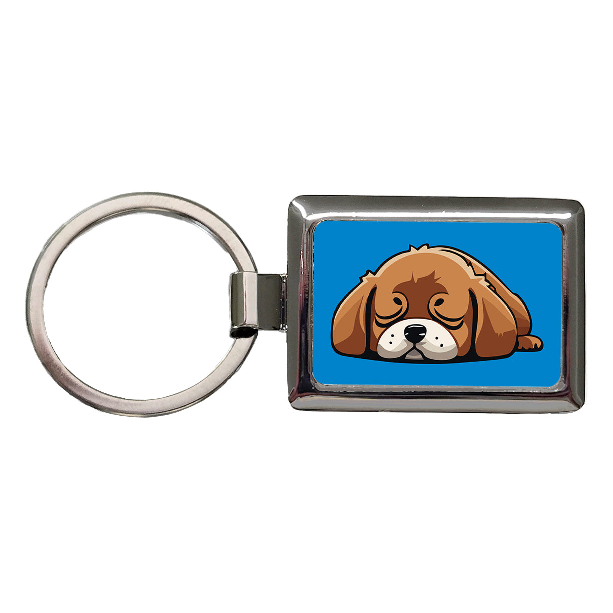 Dog Puppy Napping Sleeping Cute Rectangle Metal Keychain