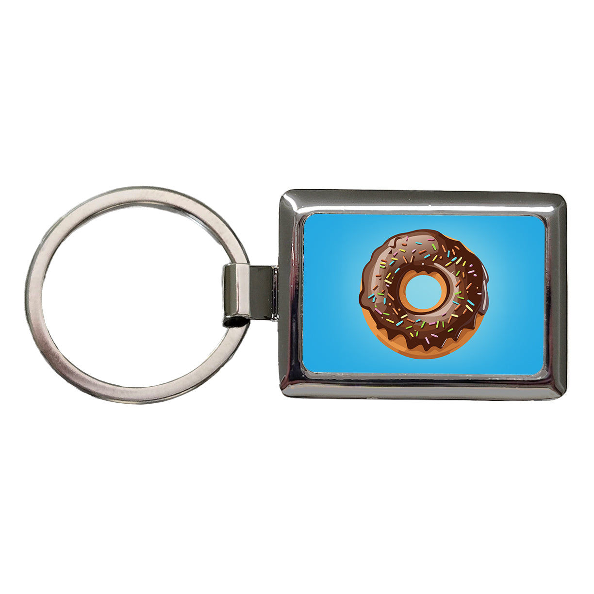 Donut Chocolate Sprinkles Rectangle Metal Keychain