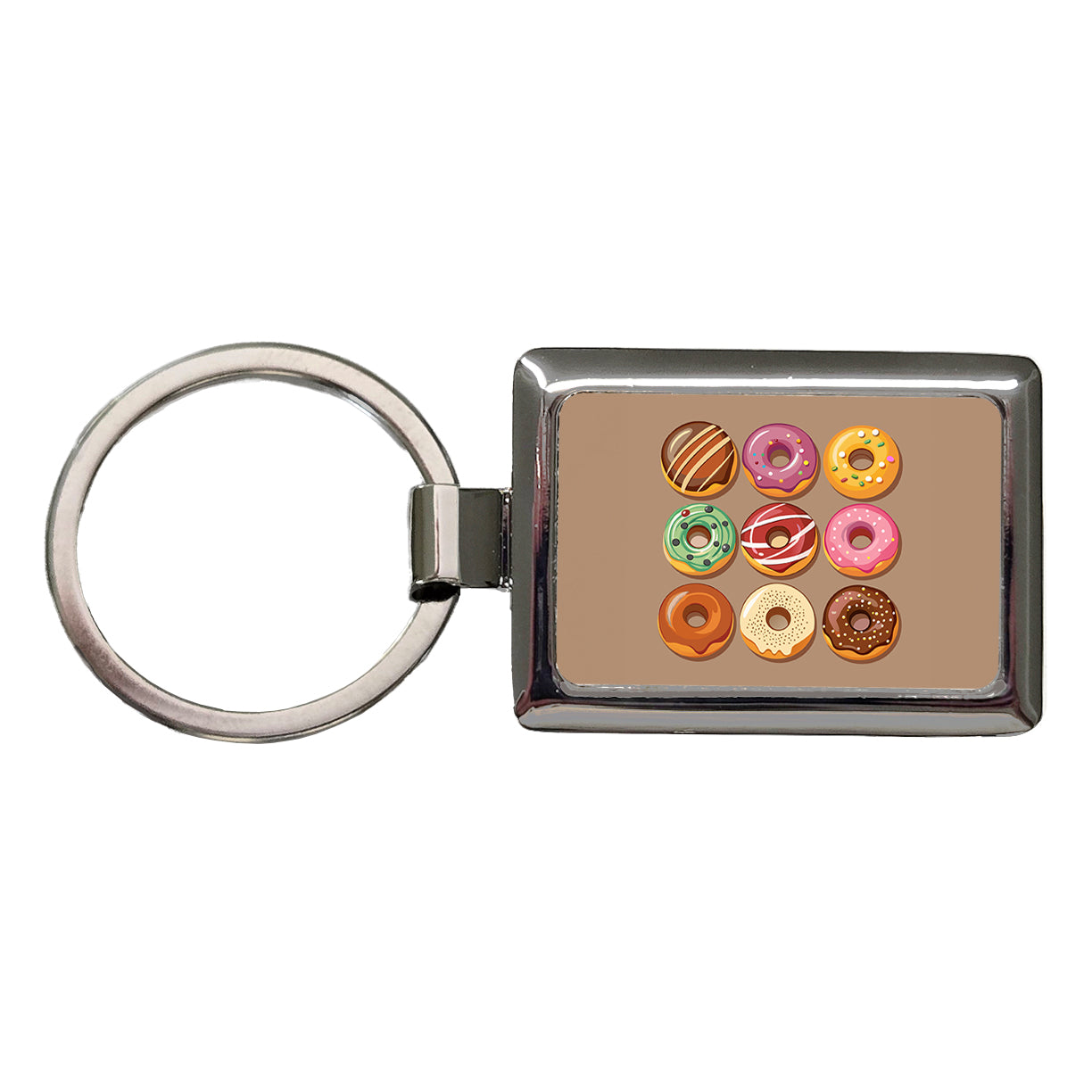 Donuts Tasty Rectangle Metal Keychain