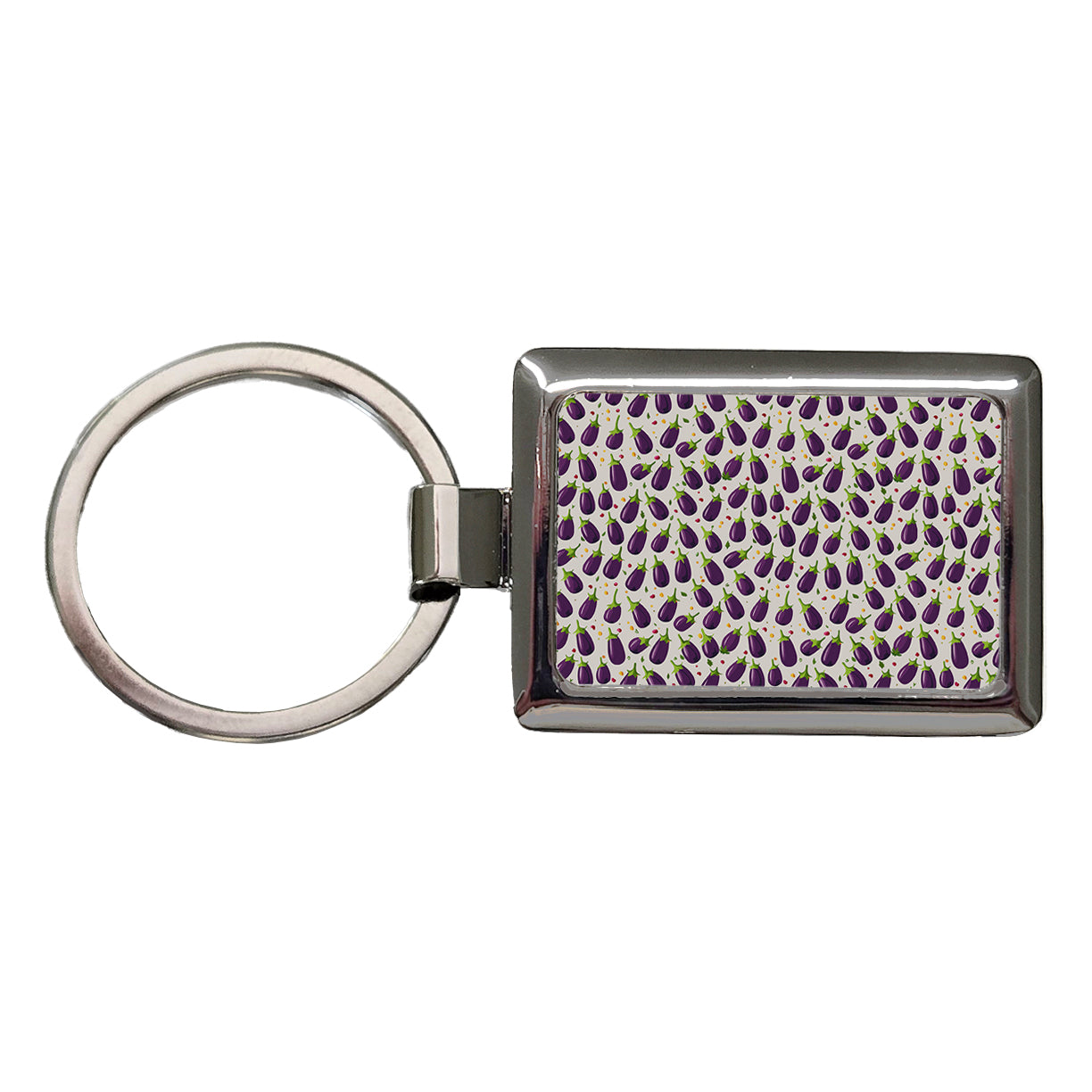 Eggplants Egg Plants Vegetables Scattered Pattern Rectangle Metal Keychain