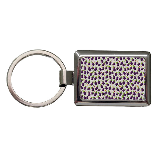 Eggplants Egg Plants Vegetables Scattered Pattern Rectangle Metal Keychain