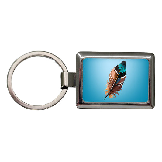 Feather Pretty Rectangle Metal Keychain