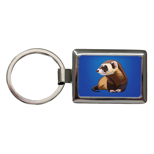 Ferret Friend Rectangle Metal Keychain