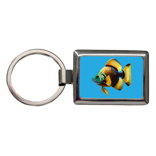 Fish Tropical Rectangle Metal Keychain
