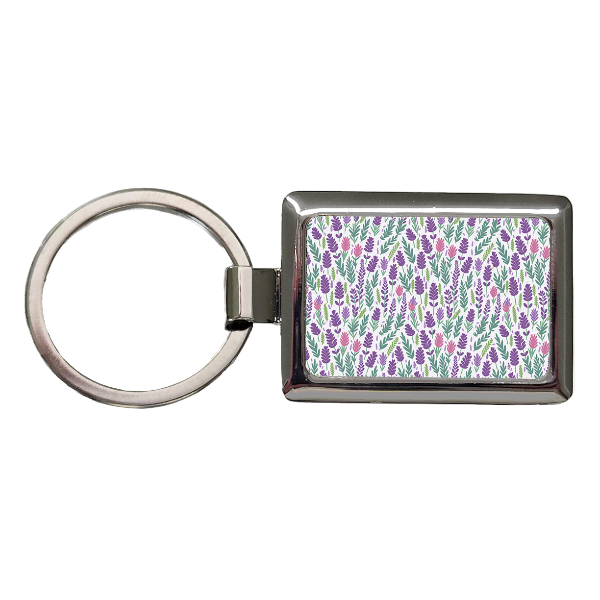 Flowers Lavender Cute Pattern Rectangle Metal Keychain