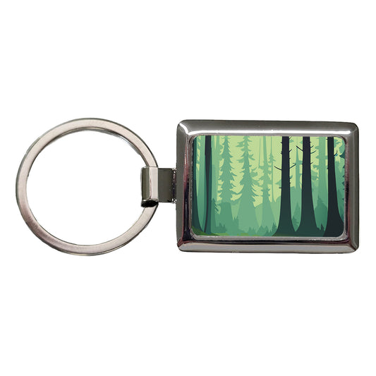 Forest Trees Wilderness Enchanted Rectangle Metal Keychain