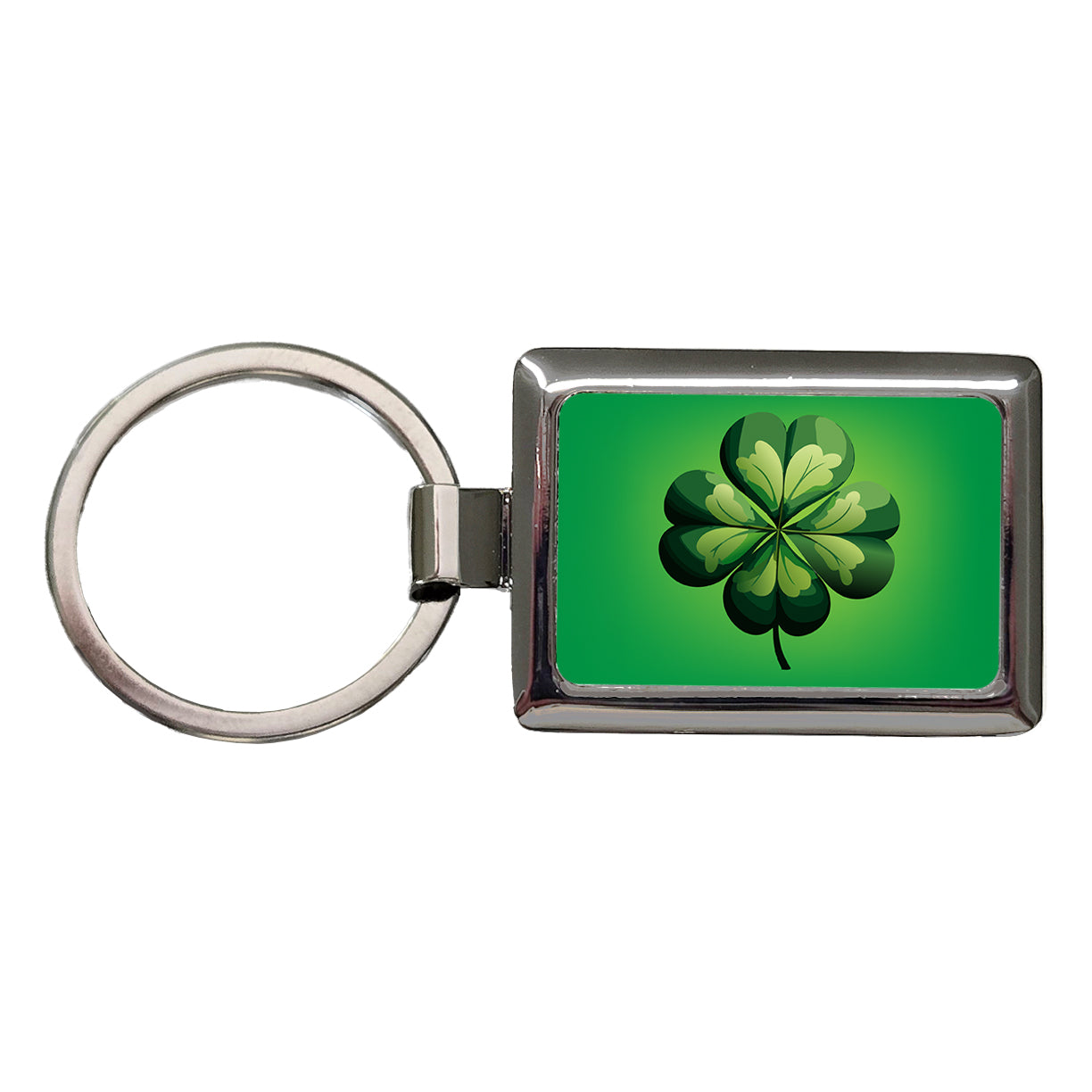 Four Leaf Clover 4 Lucky St Patrick's Day Rectangle Metal Keychain