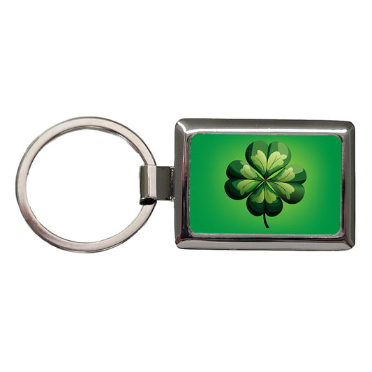 Four Leaf Clover 4 Lucky St Patrick's Day Rectangle Metal Keychain