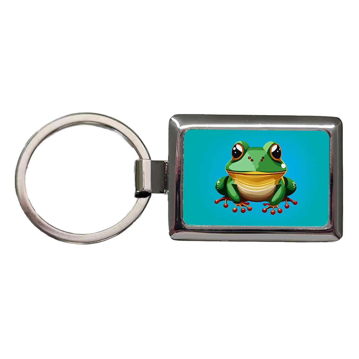 Frog Cute Rectangle Metal Keychain