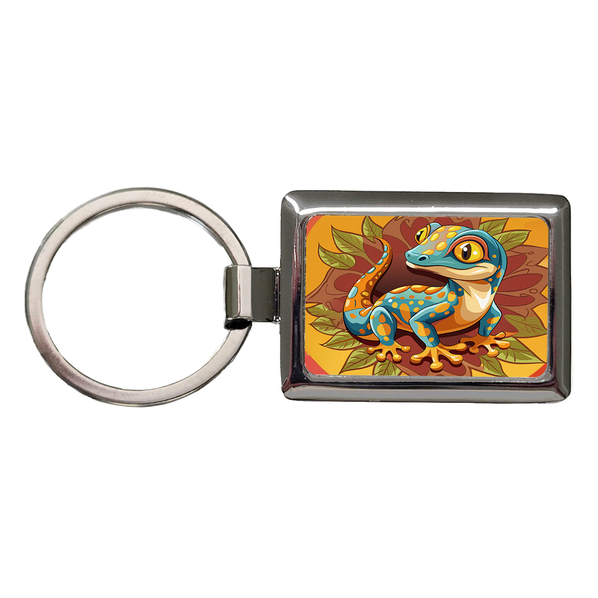 Gecko Lizard Cute Rectangle Metal Keychain