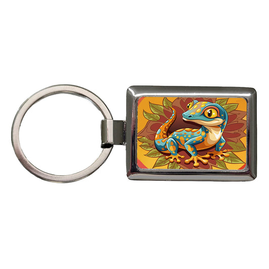 Gecko Lizard Cute Rectangle Metal Keychain