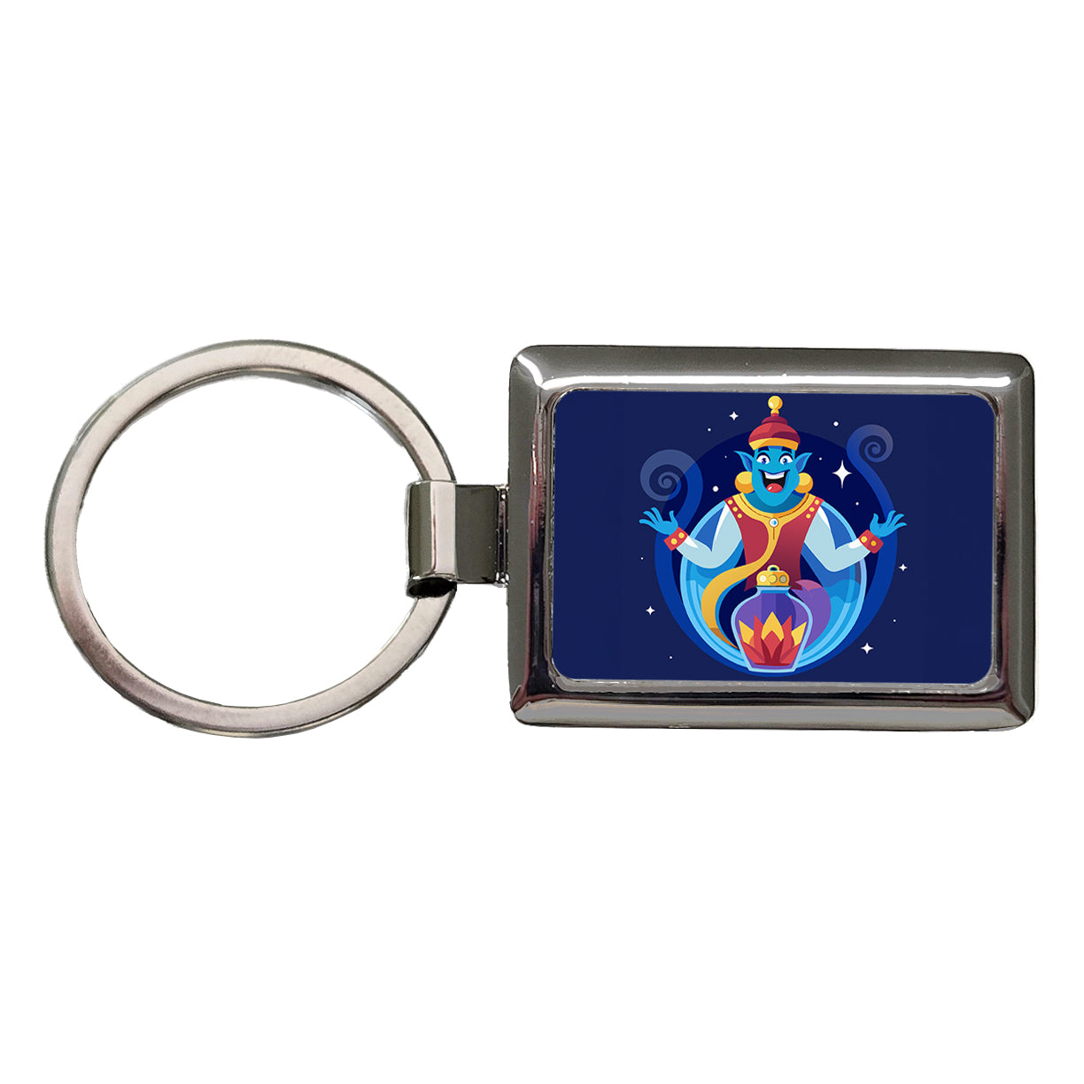 Genie and Bottle Cute Rectangle Metal Keychain