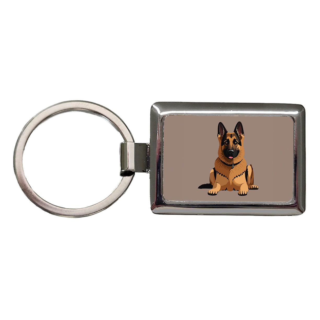 German Shepherd Dog Rectangle Metal Keychain