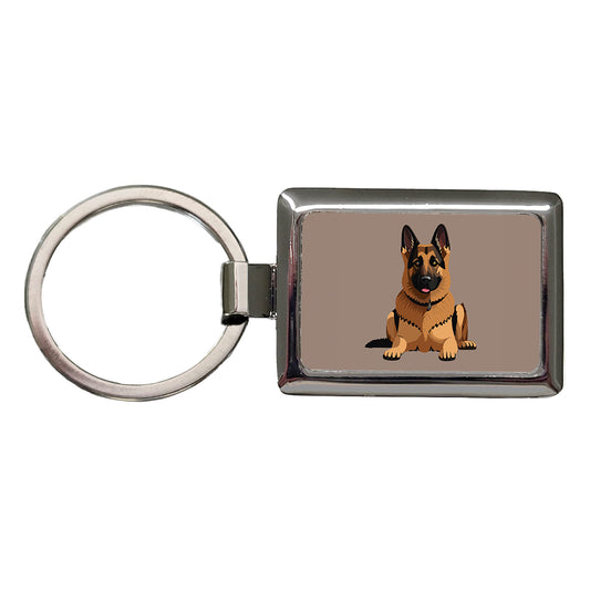 German Shepherd Dog Rectangle Metal Keychain