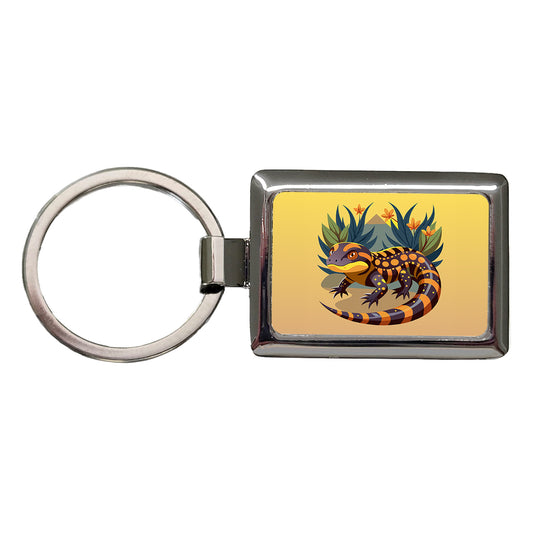 Gila Monster Rectangle Metal Keychain