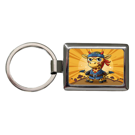 Giraffe Ninja Funny Rectangle Metal Keychain