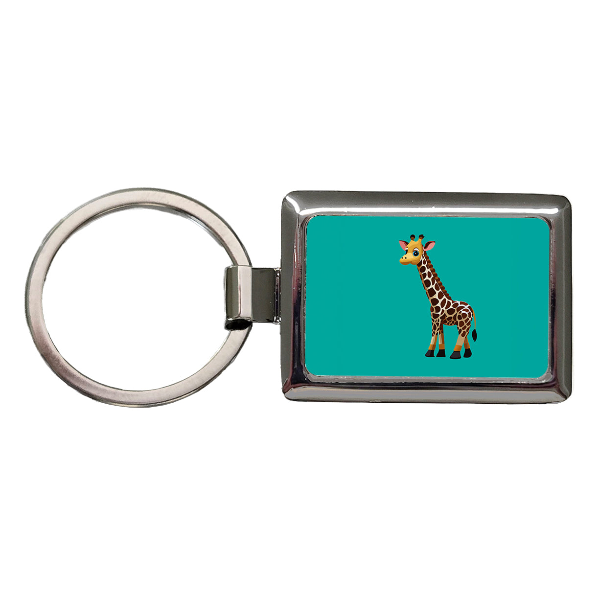 Giraffe Standing Cute Baby Rectangle Metal Keychain